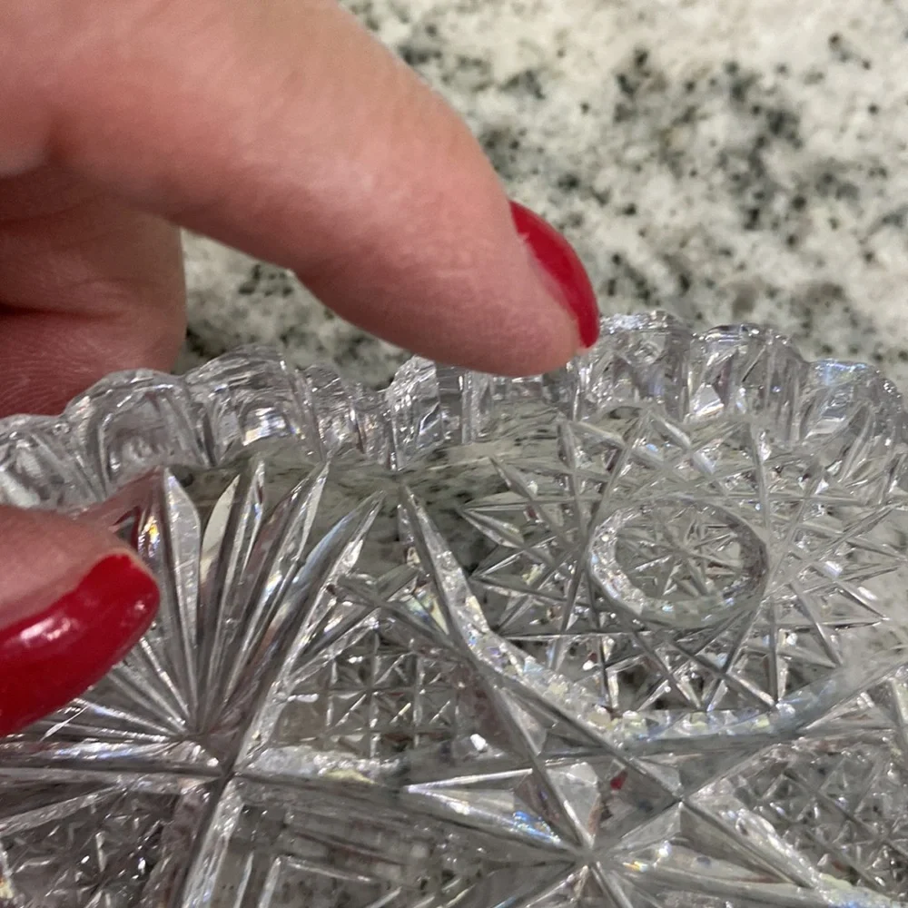 Antique Cut Glass ABP Paneled Star Serving Dish - Clear!